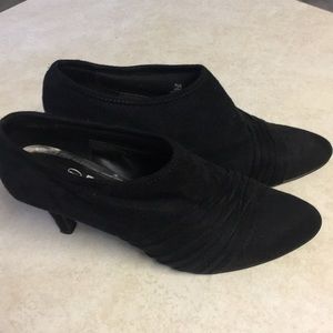 Black suede heeled booties